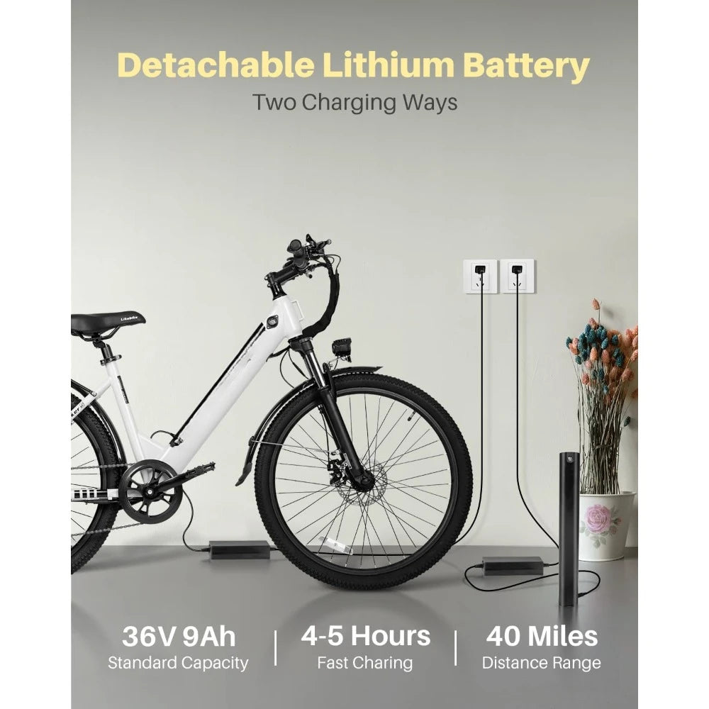 Electrocycle E-Bike 350W Motor, 36V 9Ah Removable Battery, 20MPH E-Bikes UL 2849 Certified